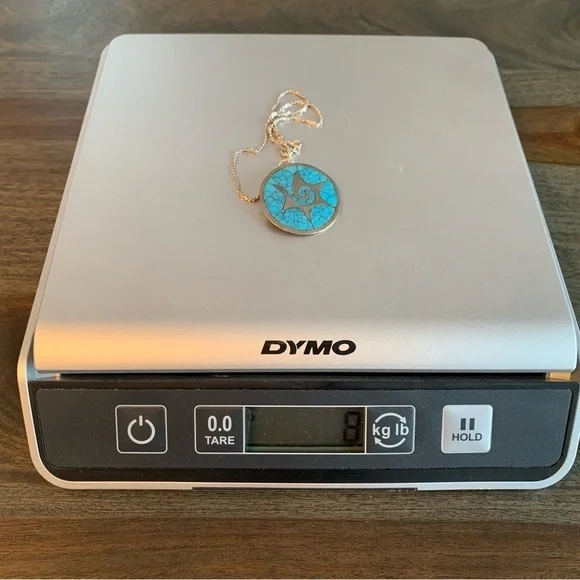 Sterling Silver Necklace Crushed Turquoise Pendant Brooch Vtg Stamp 925 FJCTaxco - Picture 7 of 7